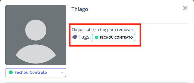 Aba de tags de contatos