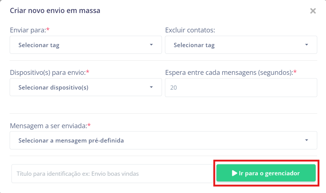 Preencher dados do envio